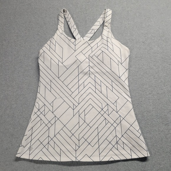 Athleta Tops - Athleta White Navy‎ Blue Angular Optimism Racerback Tank Top Women's Small Gym